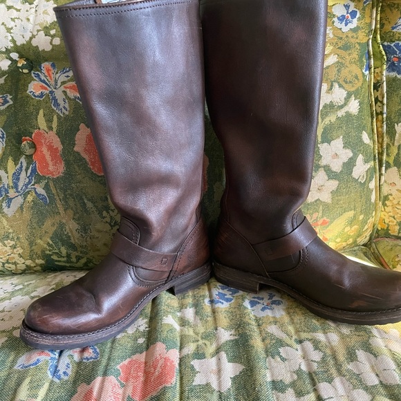 Frye Veronica Slouch Brown Tall Riding Boots - Picture 7 of 13